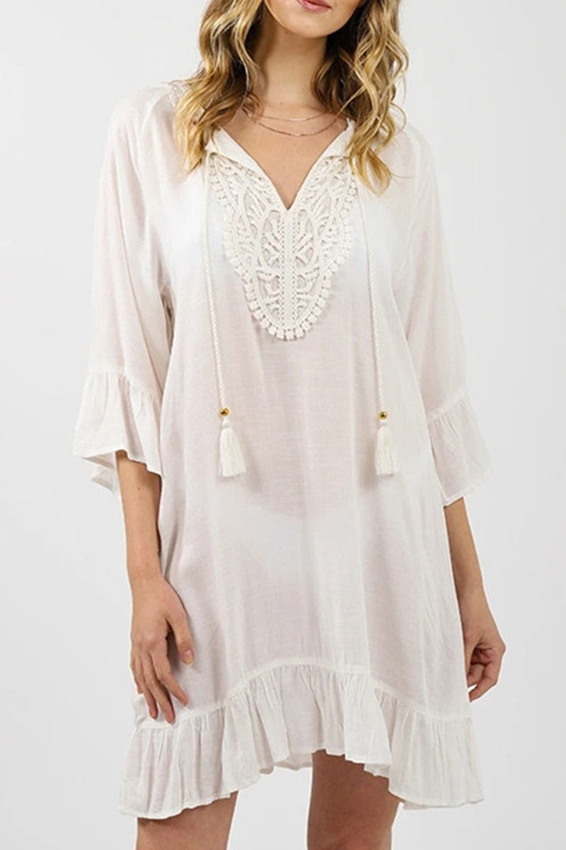 Boho Lace Splicing Tunic Cover Up