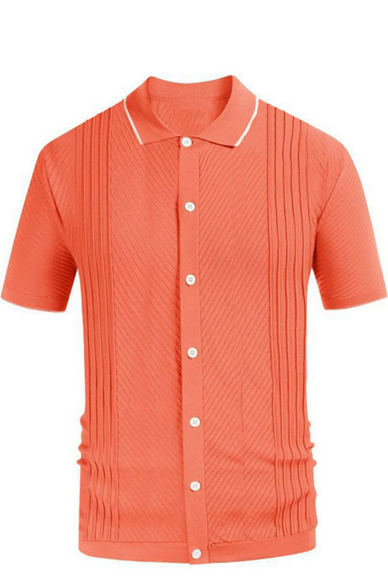 Men's Button Twill Short Sleeve Polo Shirt