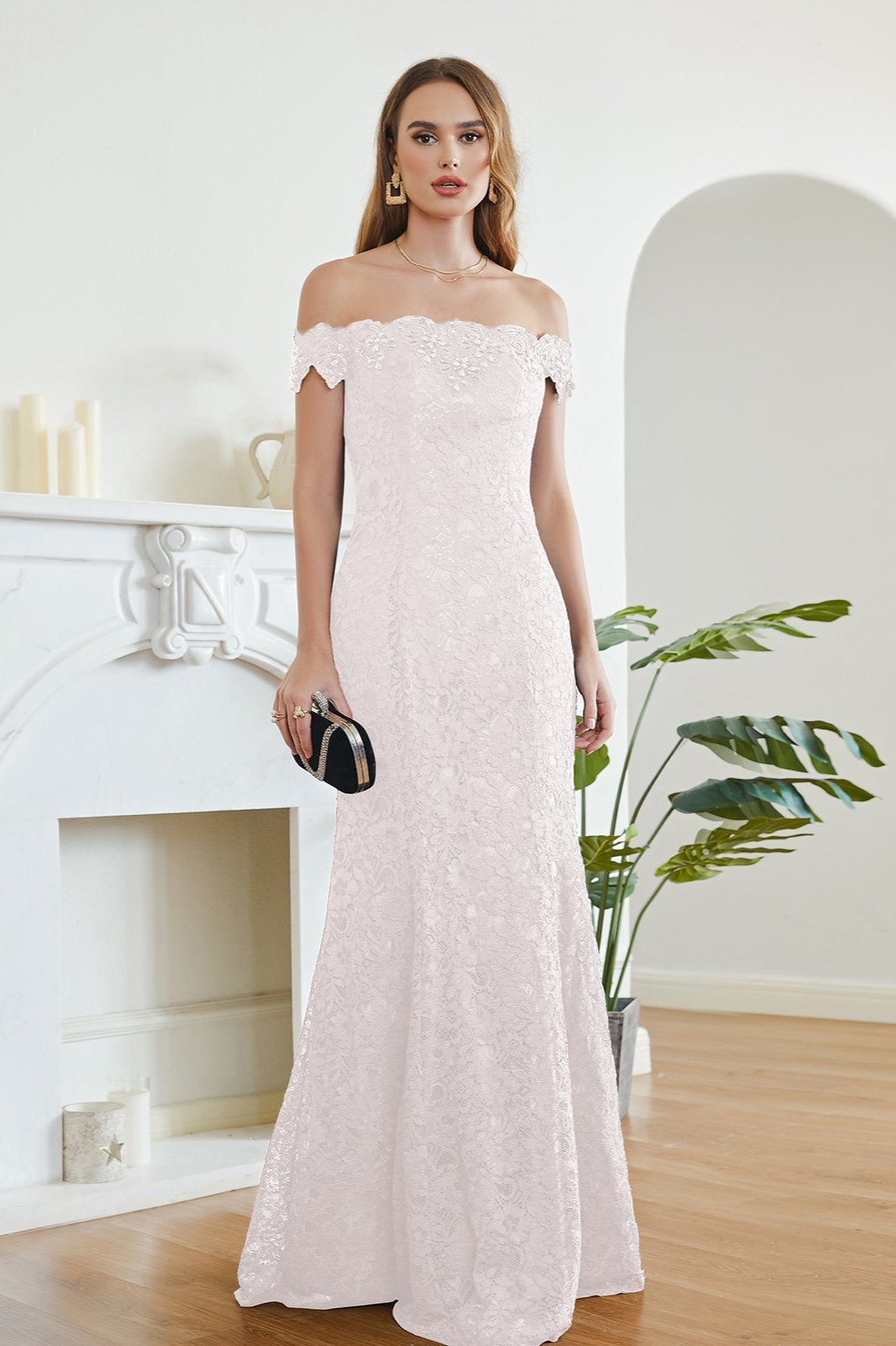 Gorgeous Off Shoulder Floor-Length Mermaid Lace Bridesmaid Dresses