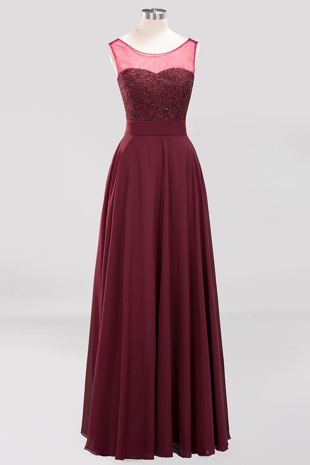 Gorgeous Lace Jewel Affordable Pink Bridesmaid Dresses with Beadings