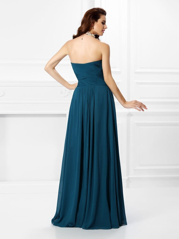 Gorgeous Sweetheart Pleats Ruffles Sleeveless Long Chiffon Bridesmaid Dresses