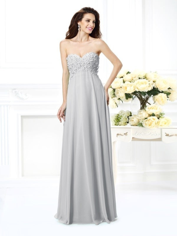 Gorgeous Sweetheart Sleeveless Long Chiffon Bridesmaid Dresses