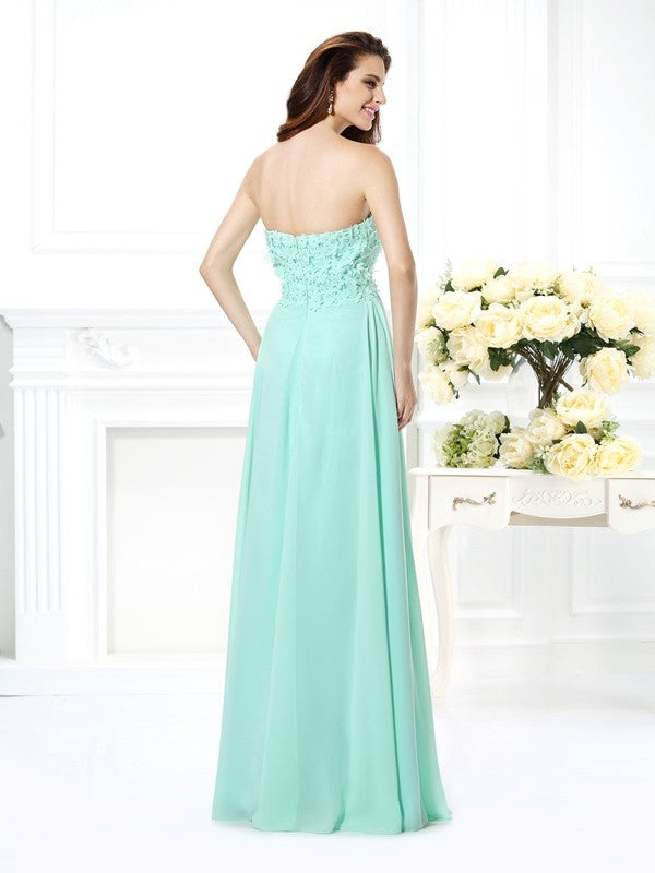 Gorgeous Sweetheart Sleeveless Long Chiffon Bridesmaid Dresses