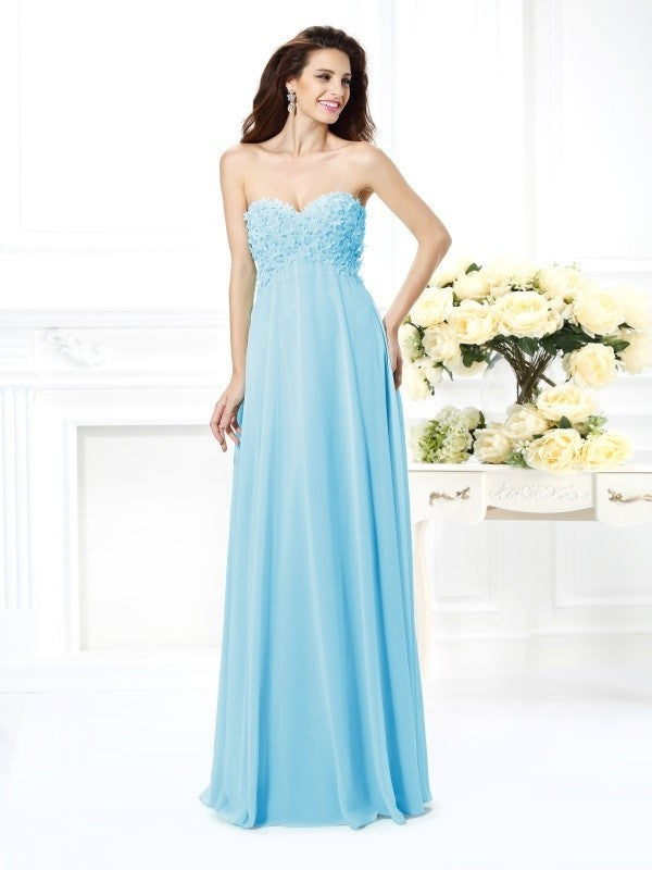 Gorgeous Sweetheart Sleeveless Long Chiffon Bridesmaid Dresses