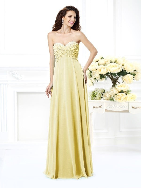 Gorgeous Sweetheart Sleeveless Long Chiffon Bridesmaid Dresses