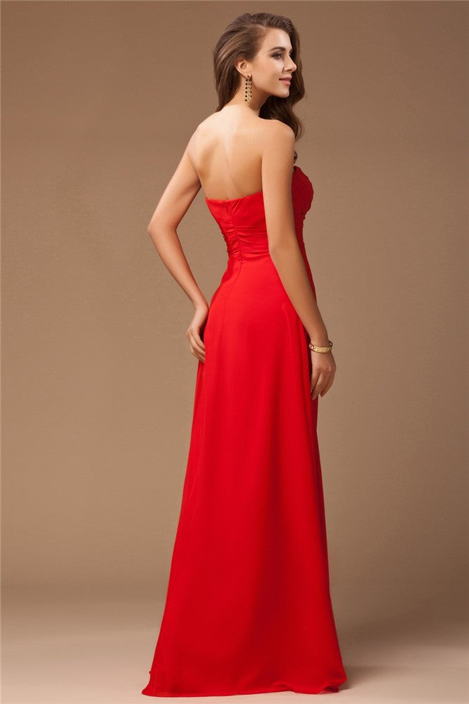 Gorgeous Sweetheart Sleeveless Long Ruffles Chiffon Bridesmaid Dresses