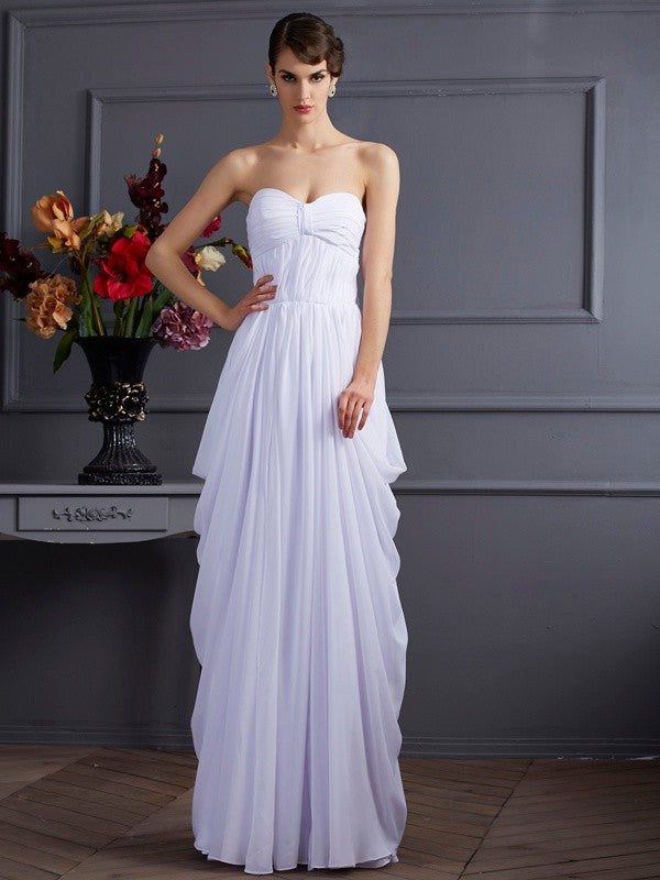 Gorgeous Sweetheart Sleeveless Pleats Long Chiffon Dresses