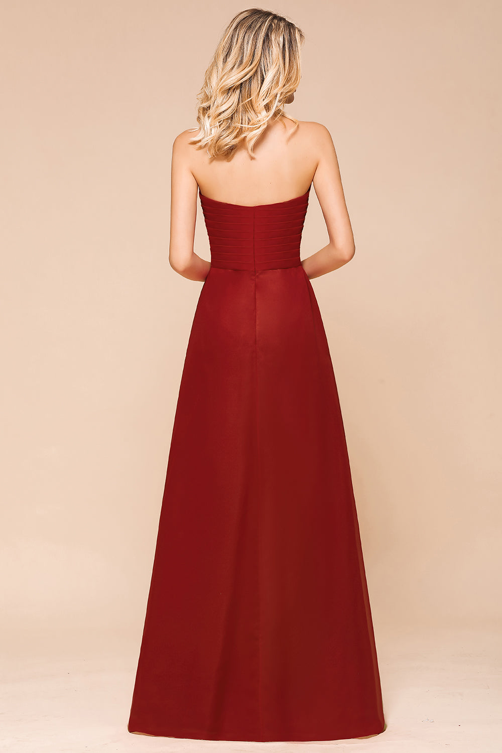 Gorgeous Sweetheart Strapless Rust Bridesmaid dresses with Ruffle - Fashionpara