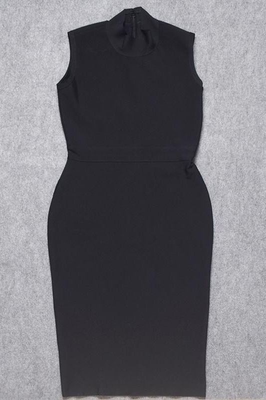 Grace Bandage Midi Dress - Classic Black - Fashionpara