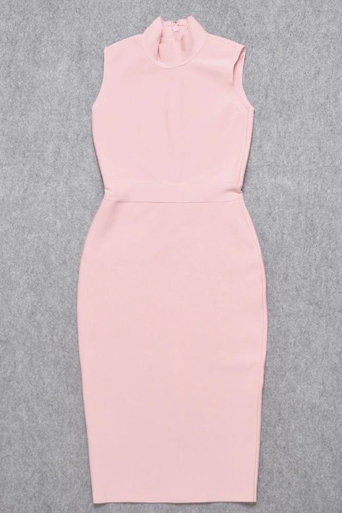 Grace Bandage Midi Dress - Dusty Pink - Fashionpara