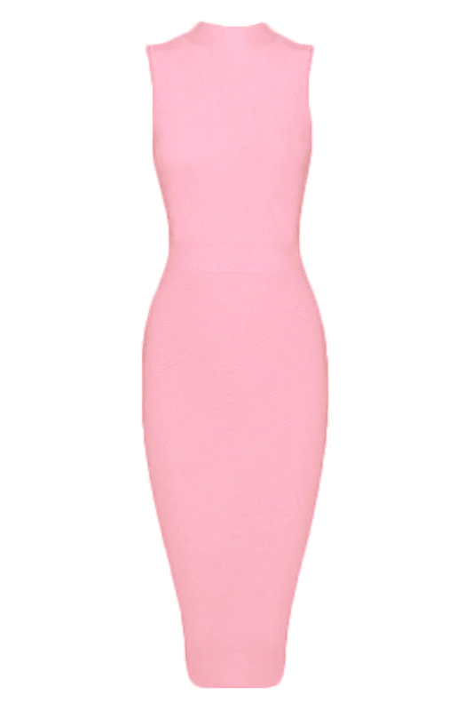 Grace Bandage Midi Dress - Dusty Pink - Fashionpara