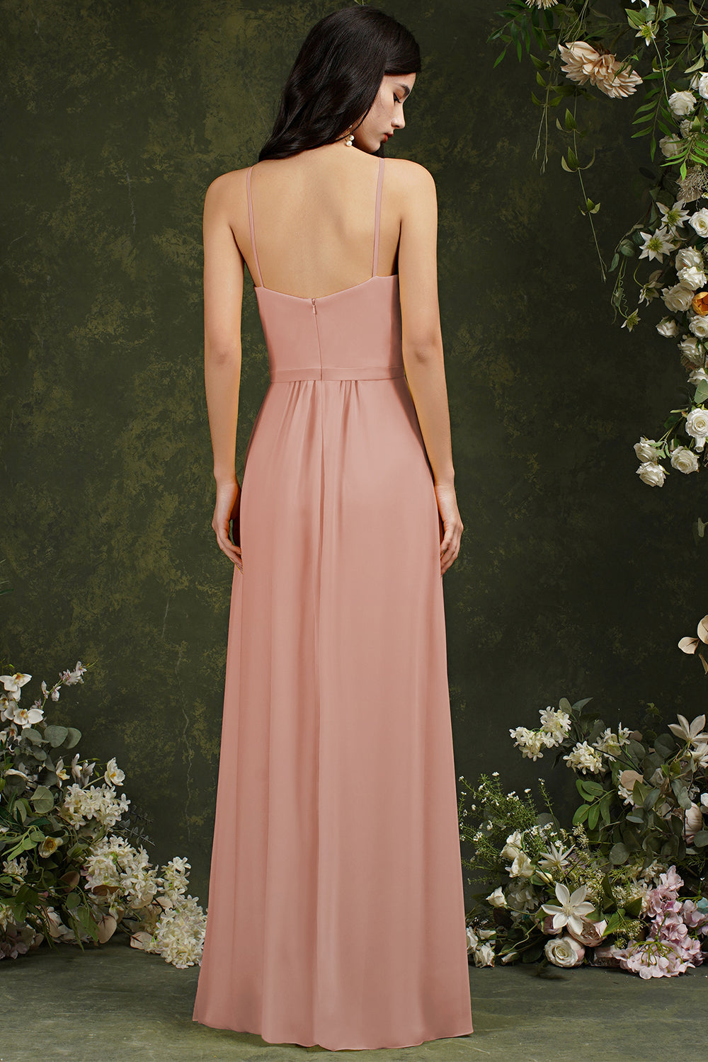 Halter Bridesmaid Dresses Long Side Slit