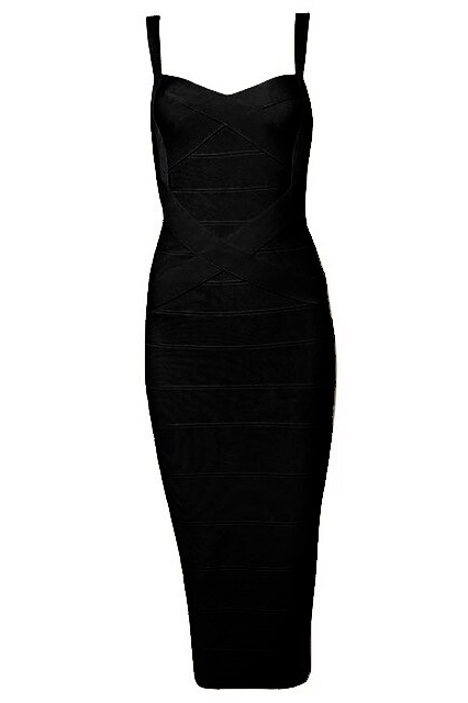 Heidi Bandage Midi Dress - Classic Black - Fashionpara