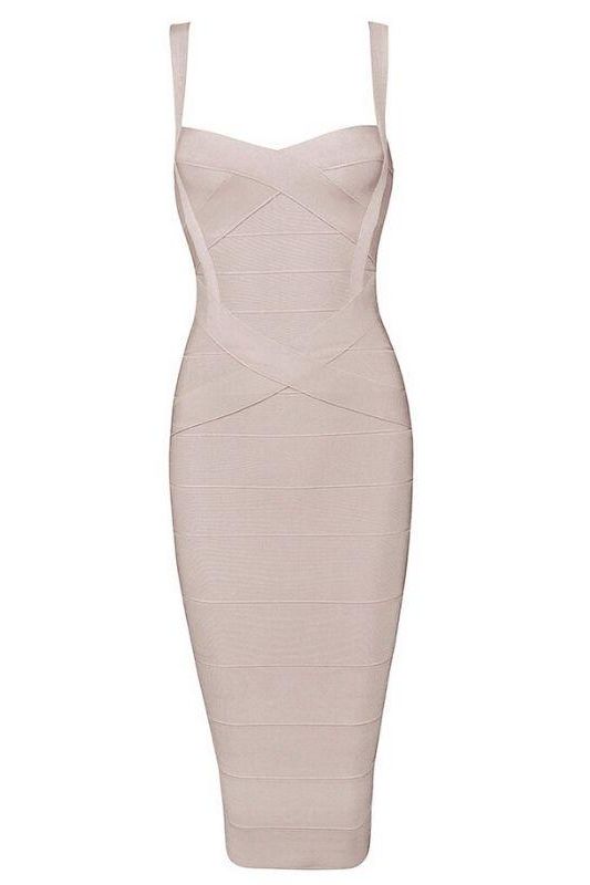 Heidi Bandage Midi Dress - Cream - Fashionpara