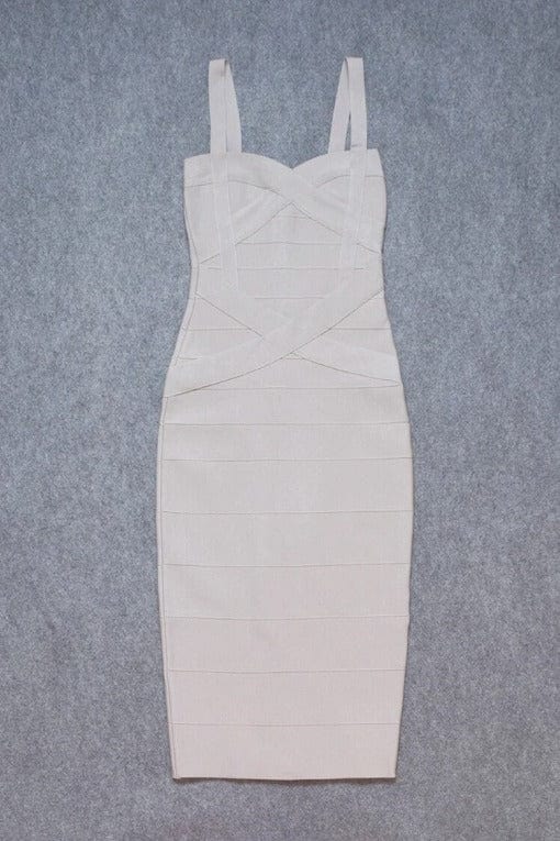 Heidi Bandage Midi Dress - Cream - Fashionpara