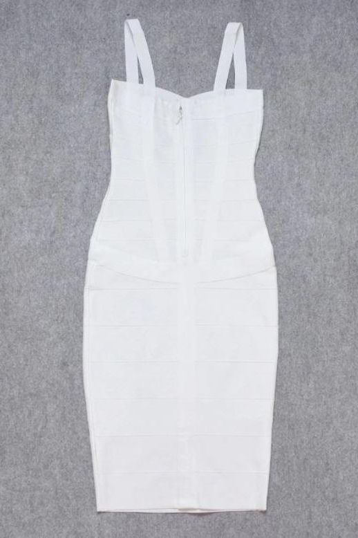 Heidi Bandage Midi Dress - Pearl White - Fashionpara