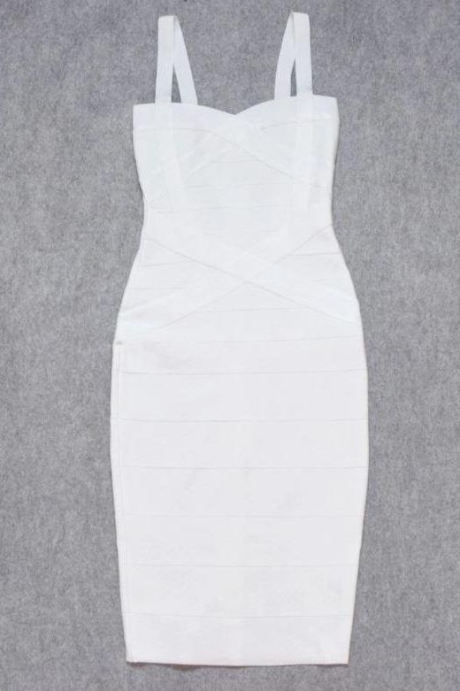 Heidi Bandage Midi Dress - Pearl White - Fashionpara