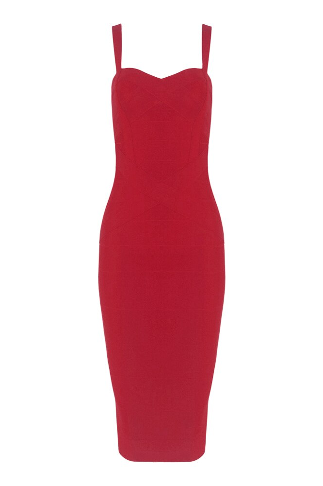 Heidi Bandage Midi Dress - Red Wine - Fashionpara