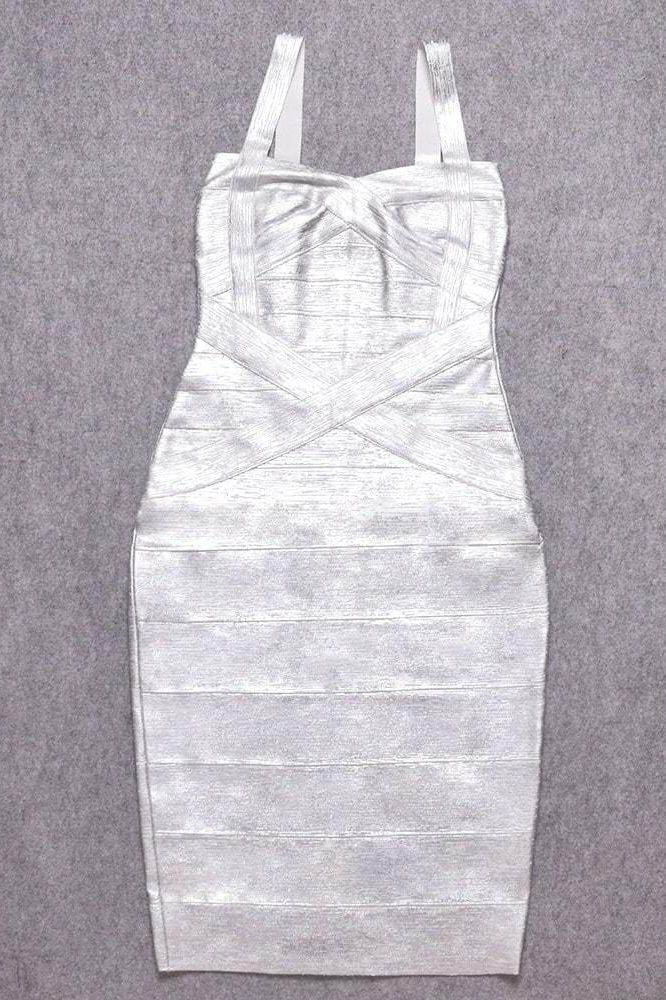 Heidi Bandage Midi Dress - Silver - Fashionpara