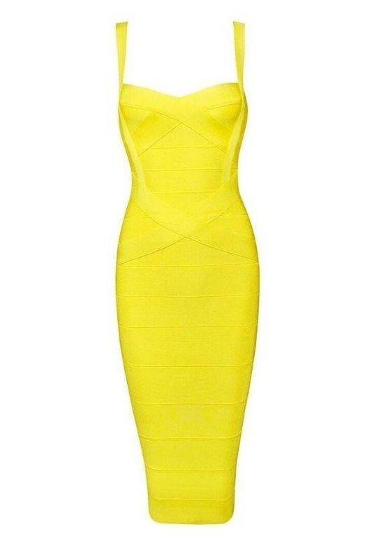 Heidi Bandage Midi Dress - Sun Yellow - Fashionpara