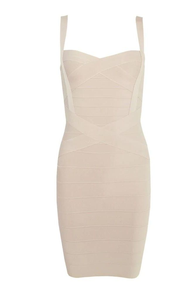 Heidi Bandage Mini Dress - Cream - Fashionpara