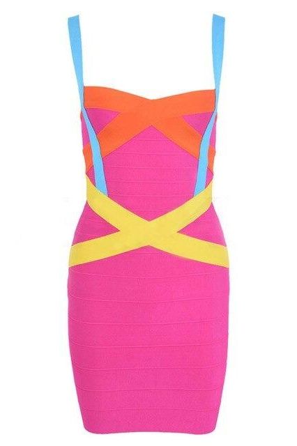 Heidi Bandage Mini Dress - Hot Pink - Fashionpara