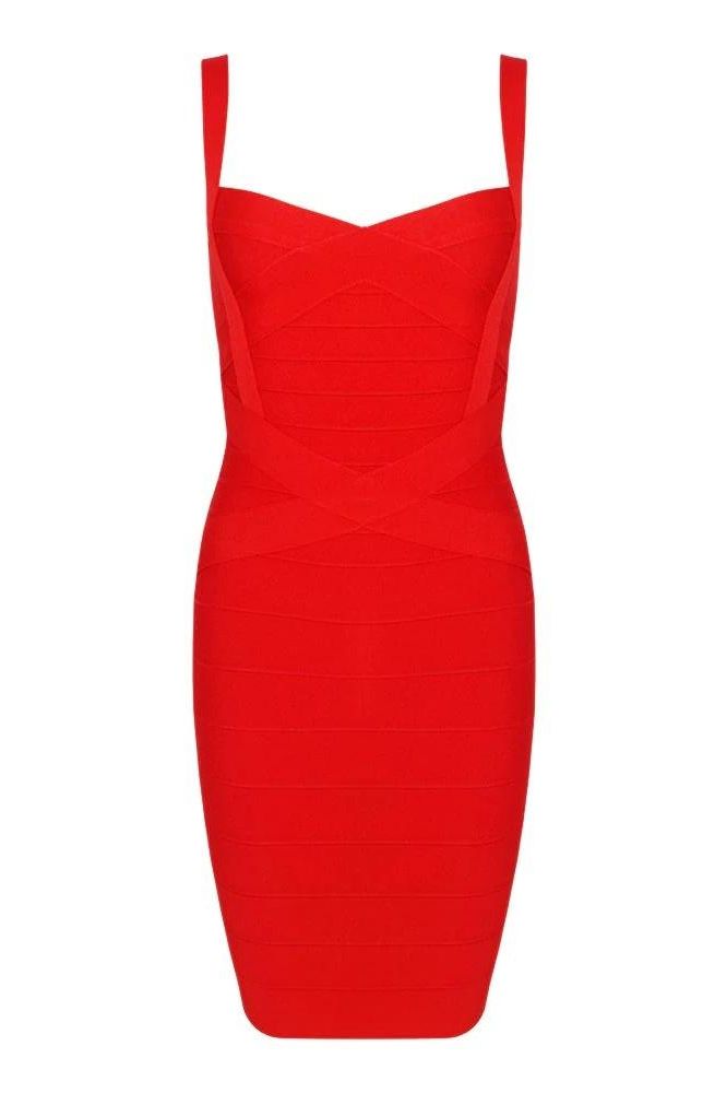 Heidi Bandage Mini Dress - Lipstick Red - Fashionpara