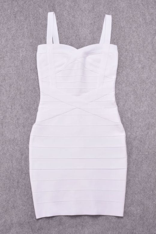 Heidi Bandage Mini Dress - Pearl White - Fashionpara