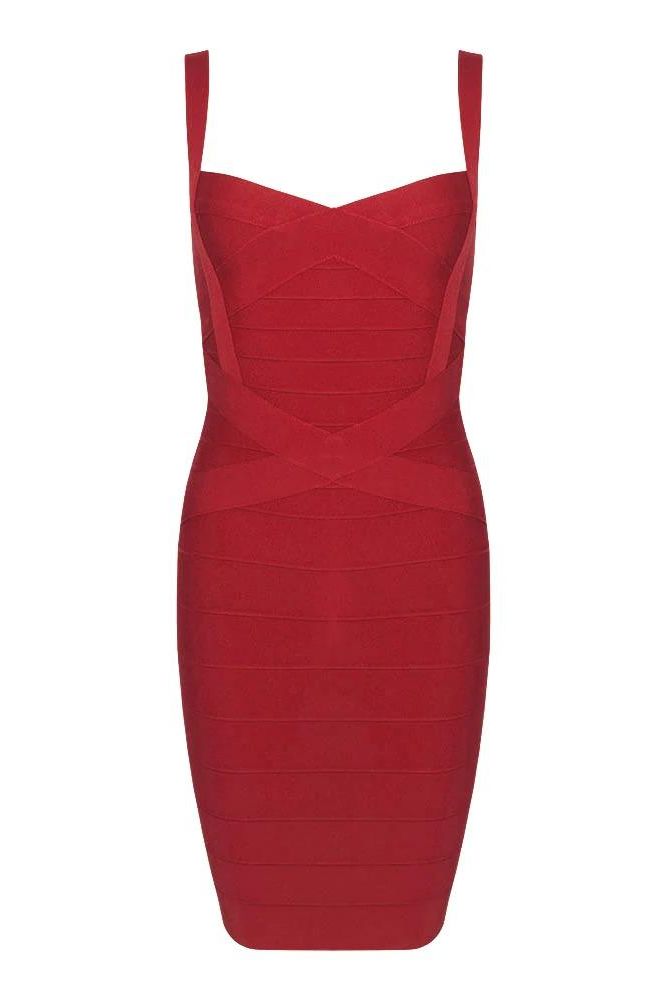 Heidi Bandage Mini Dress - Red Wine - Fashionpara