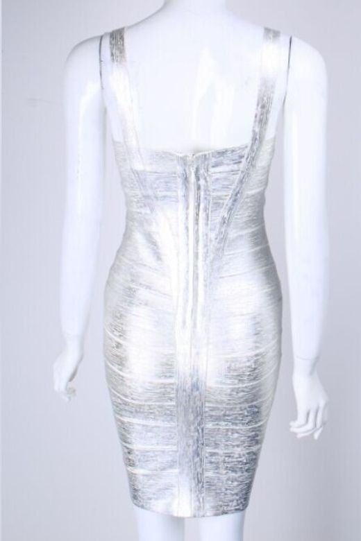 Heidi Bandage Mini Dress - Silver - Fashionpara