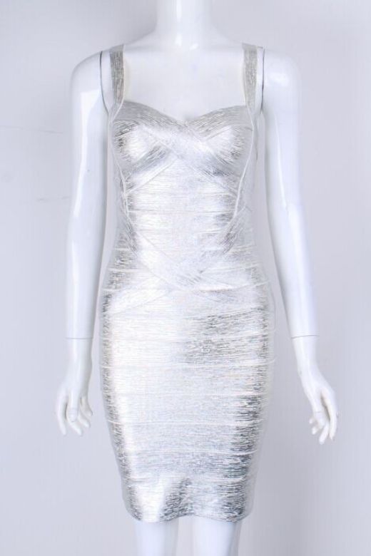 Heidi Bandage Mini Dress - Silver - Fashionpara