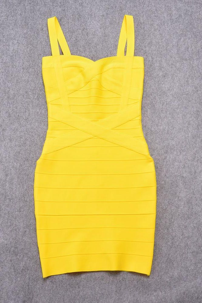 Heidi Bandage Mini Dress - Sun Yellow - Fashionpara