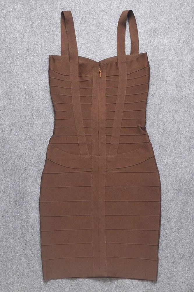 Heidi Bandage Mini Dress - Tan Brown