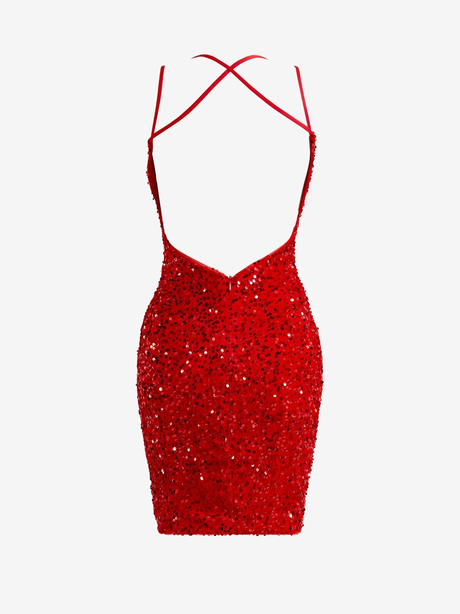 Heidi Red Sheath Sequined Homecoming Dress with Slit