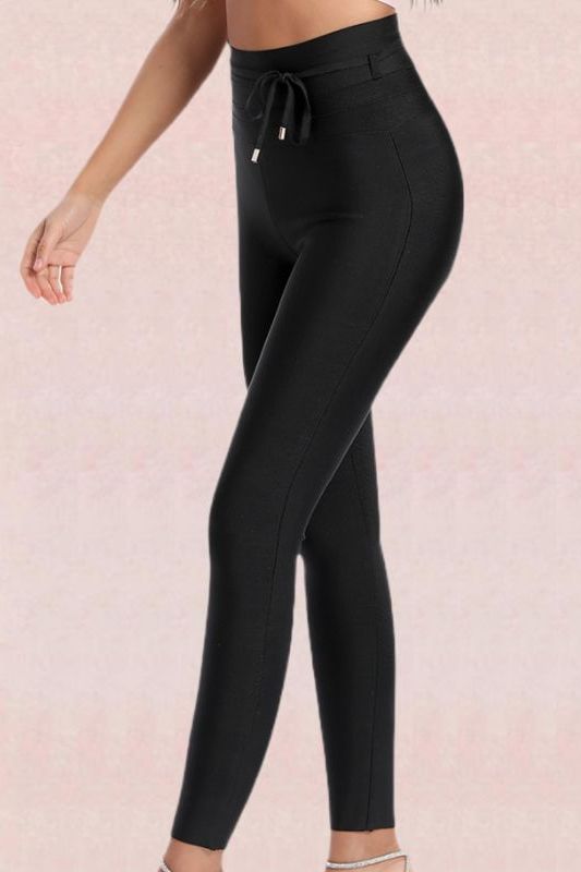 High Waist Bandage Jumpsuit Pant - Classic Black - Fashionpara