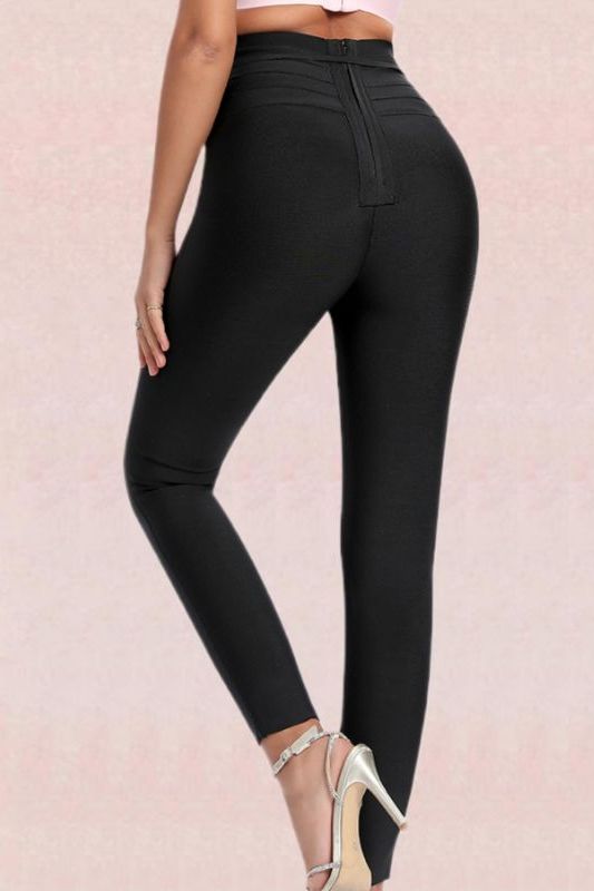 High Waist Bandage Jumpsuit Pant - Classic Black - Fashionpara