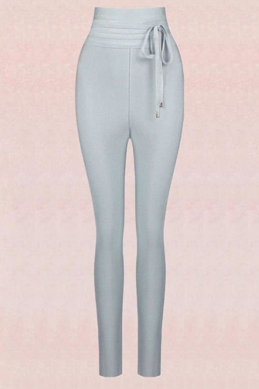 High Waist Bandage Jumpsuit Pant - Silver - Fashionpara