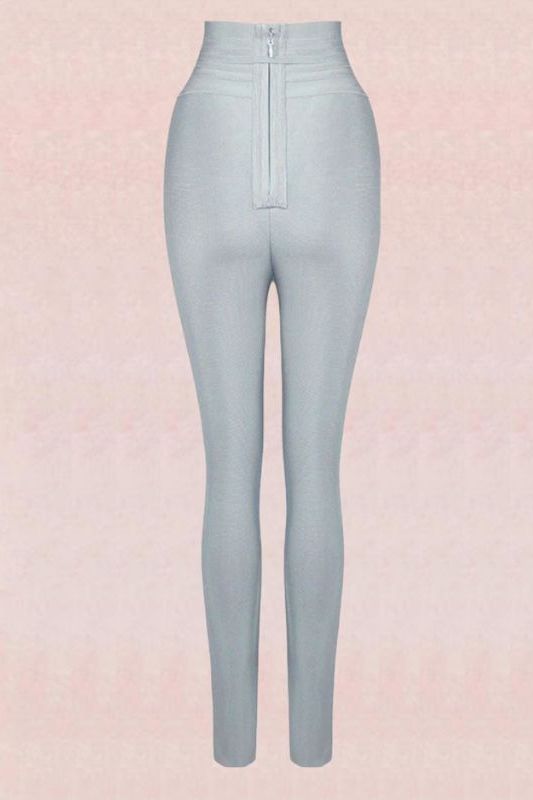 High Waist Bandage Jumpsuit Pant - Silver - Fashionpara