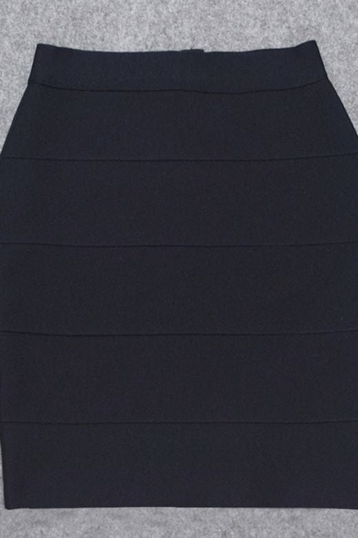 High Waist Bandage Striped Mini Skirt - Classic Black - Fashionpara