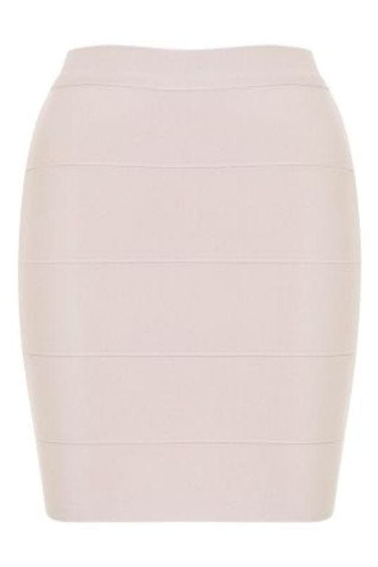 High Waist Bandage Striped Mini Skirt - Cream - Fashionpara