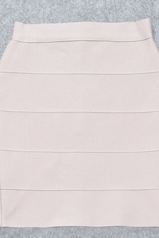 High Waist Bandage Striped Mini Skirt - Cream - Fashionpara