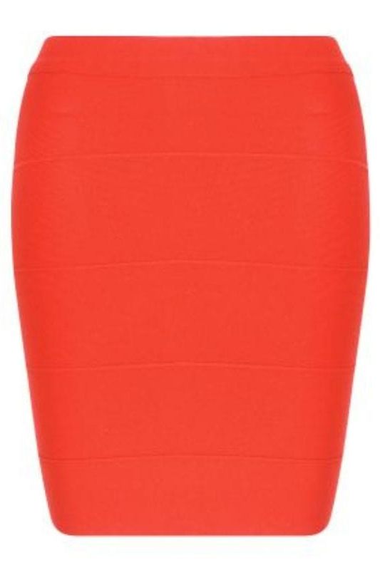 High Waist Bandage Striped Mini Skirt - Lipstick Red - Fashionpara