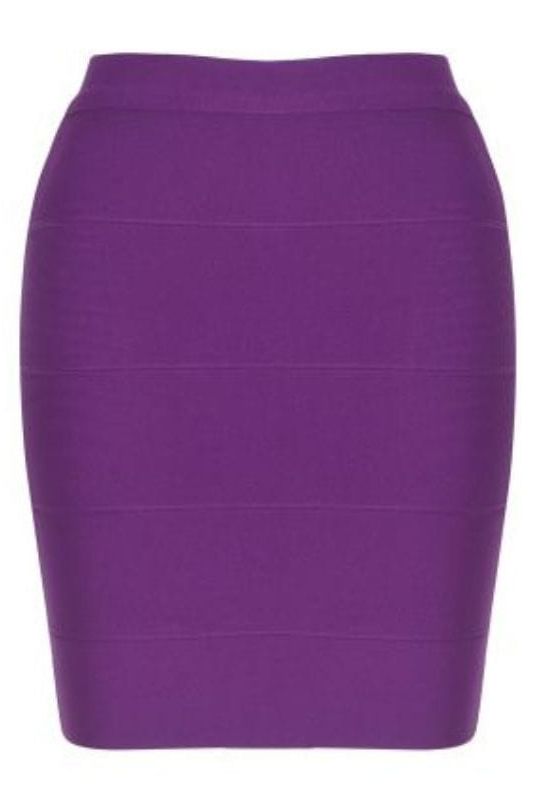 High Waist Bandage Striped Mini Skirt - Plum Purple - Fashionpara