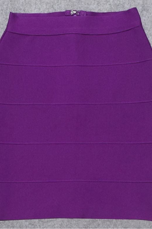 High Waist Bandage Striped Mini Skirt - Plum Purple - Fashionpara