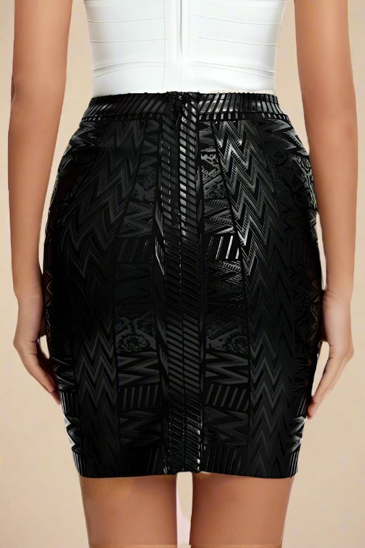 High Waist Metallic Mini Skirt - Classic Black - Fashionpara