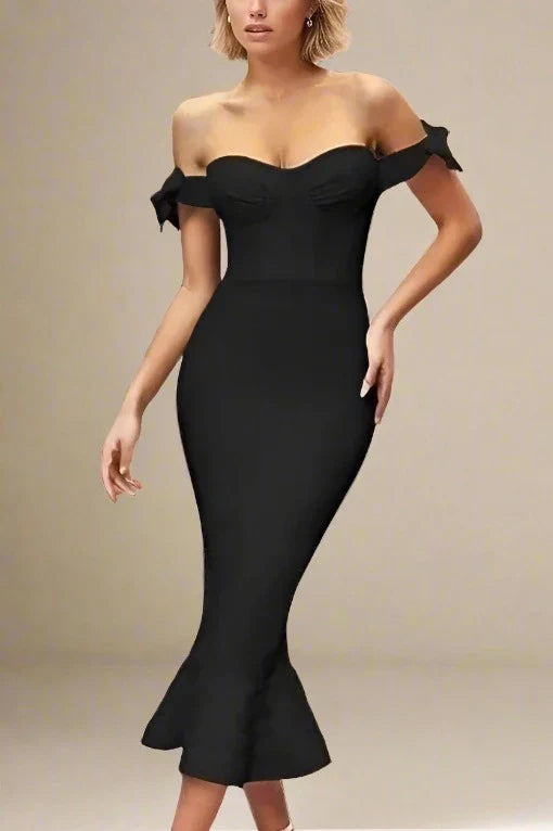 Hunter Bandage Midi Dress - Classic Black - Fashionpara