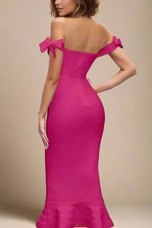 Hunter Bandage Midi Dress - Magenta Pink - Fashionpara