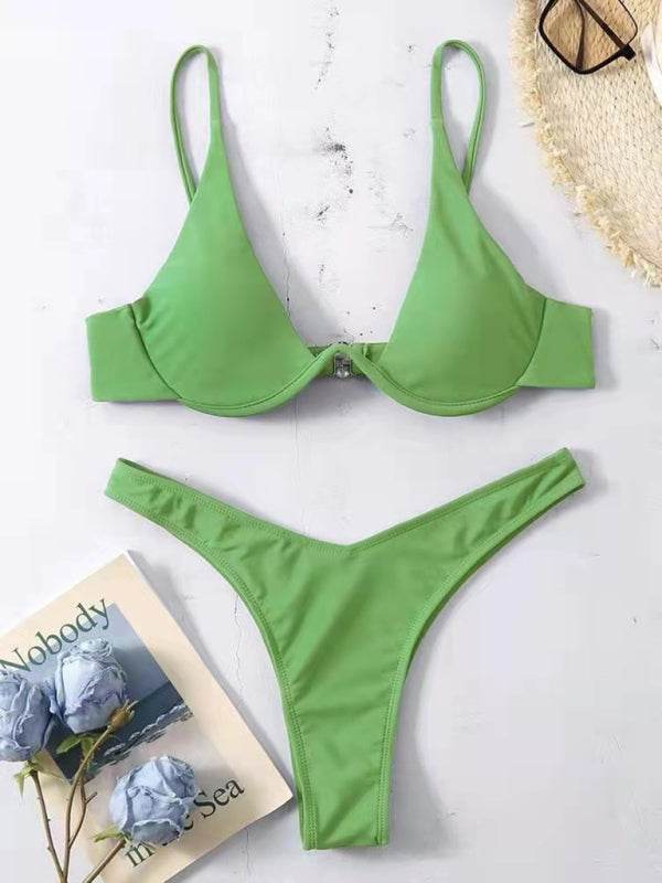 New sexy bikini solid color underwire swimsuit