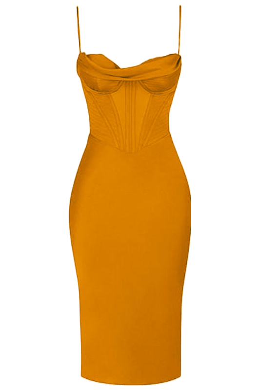 Indi Bodycon Dress - Apricot Orange - Fashionpara