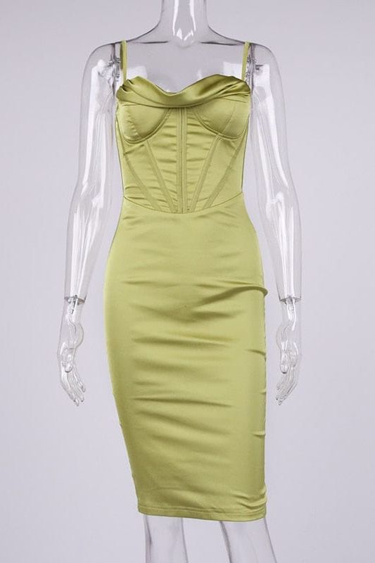 Indi Bodycon Dress - Olive Green - Fashionpara